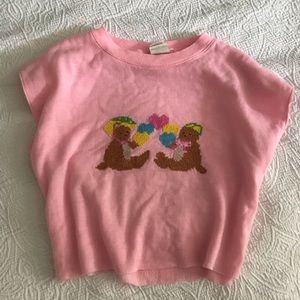 embroidered pink crop top baby tee